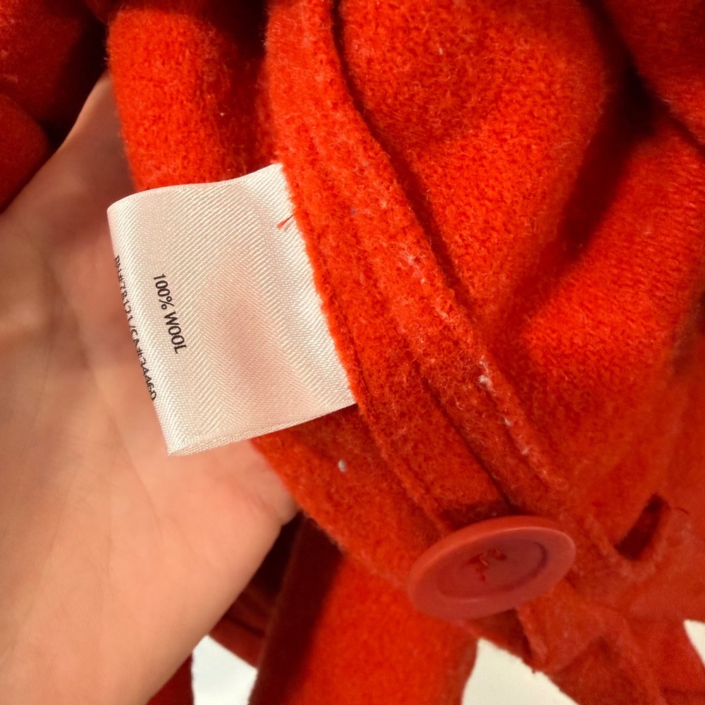 Eileen Fisher Womens Melton Hooded Wool Jacket 2X Orange Red Italian Fabric - Picture 5 of 8